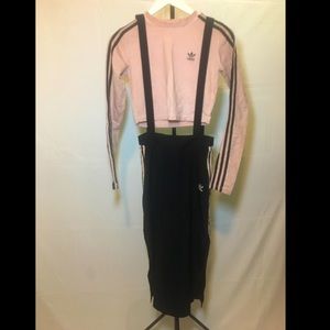 Adidas Set. Pink Shirt and Black Skirt
